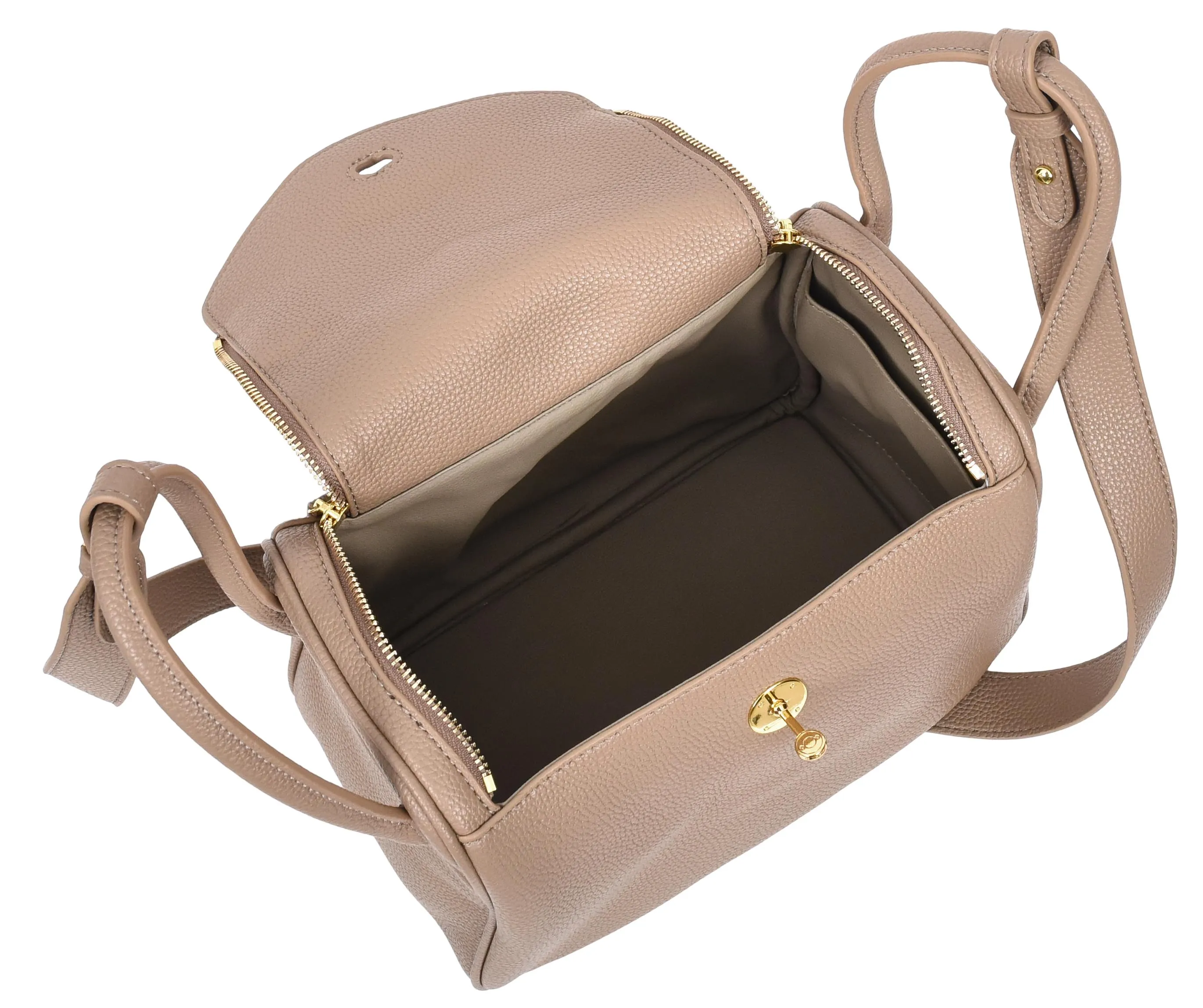 Iqaluit Women's Faux Leather Large Shoulder Strap Bag Taupe