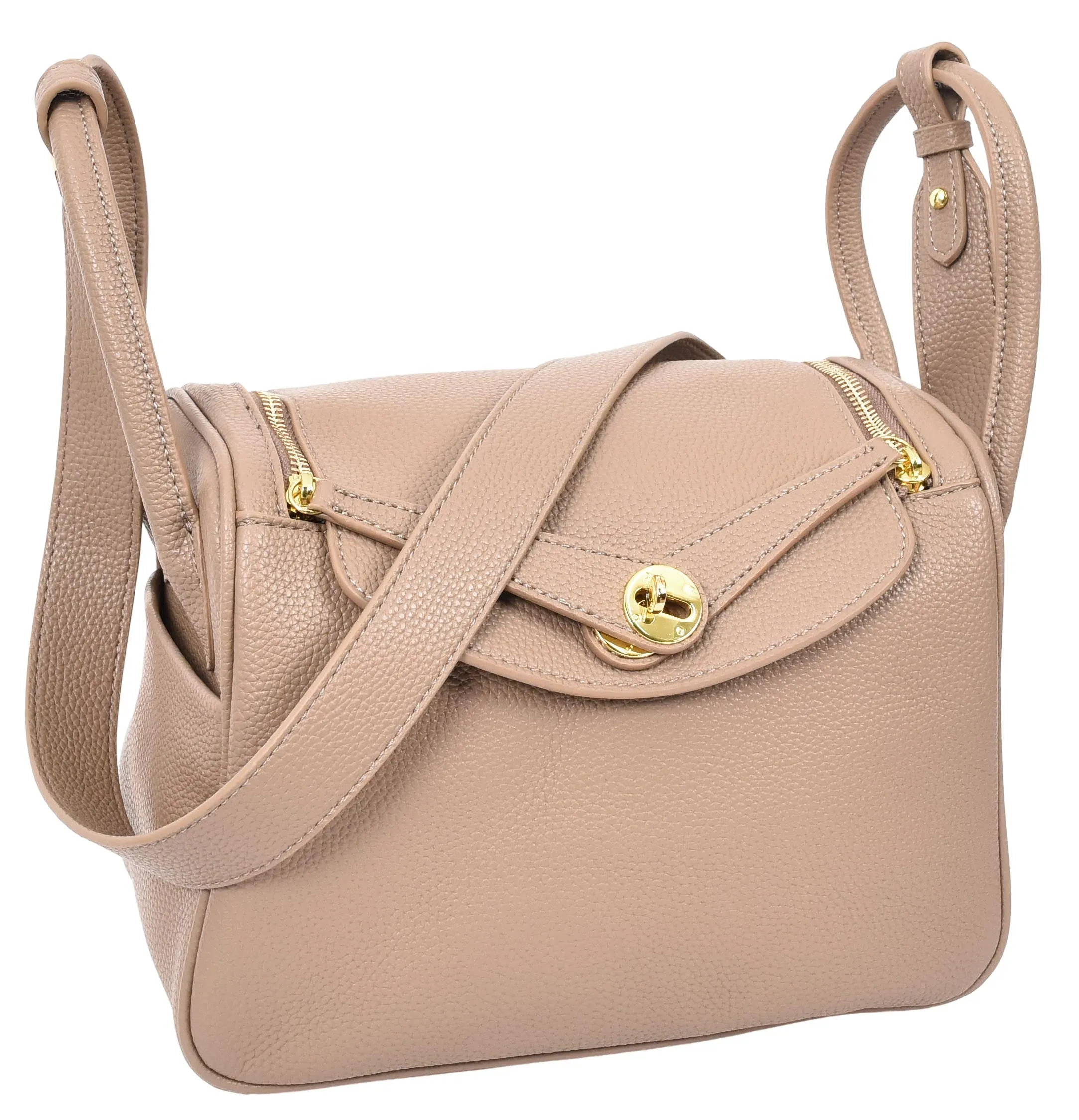 Iqaluit Women's Faux Leather Large Shoulder Strap Bag Taupe