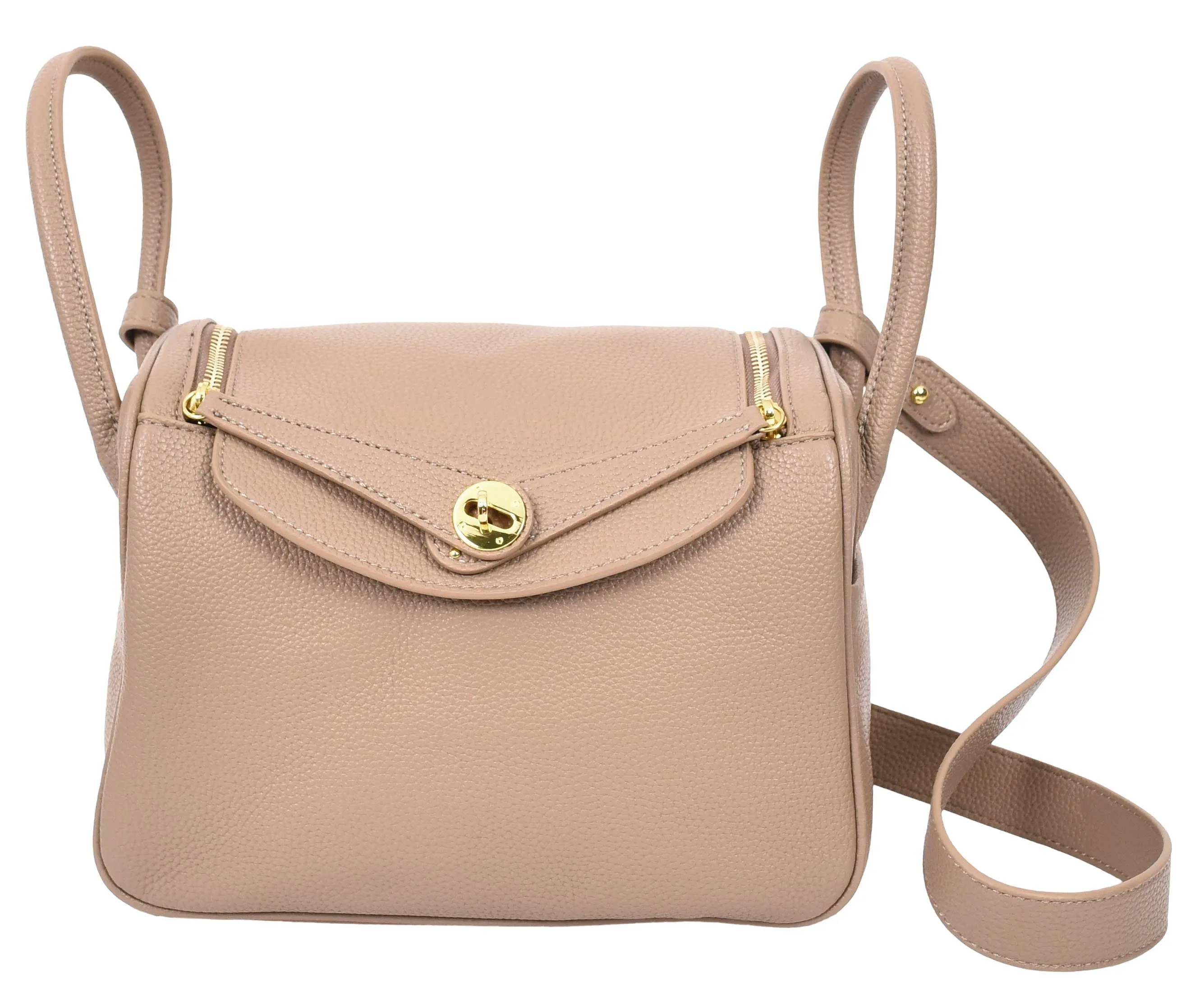 Iqaluit Women's Faux Leather Large Shoulder Strap Bag Taupe