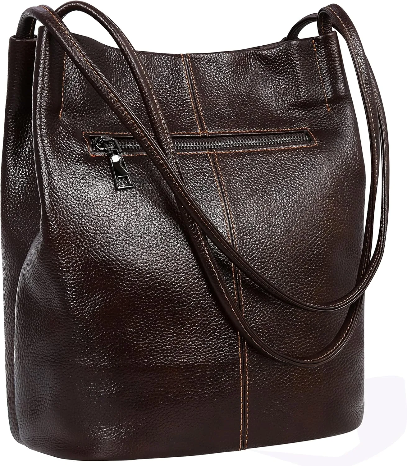 Iswee Genuine Leather Tote Bucket Bags Hobo Shoulder Bags Purse and Handbags for Women Trendy