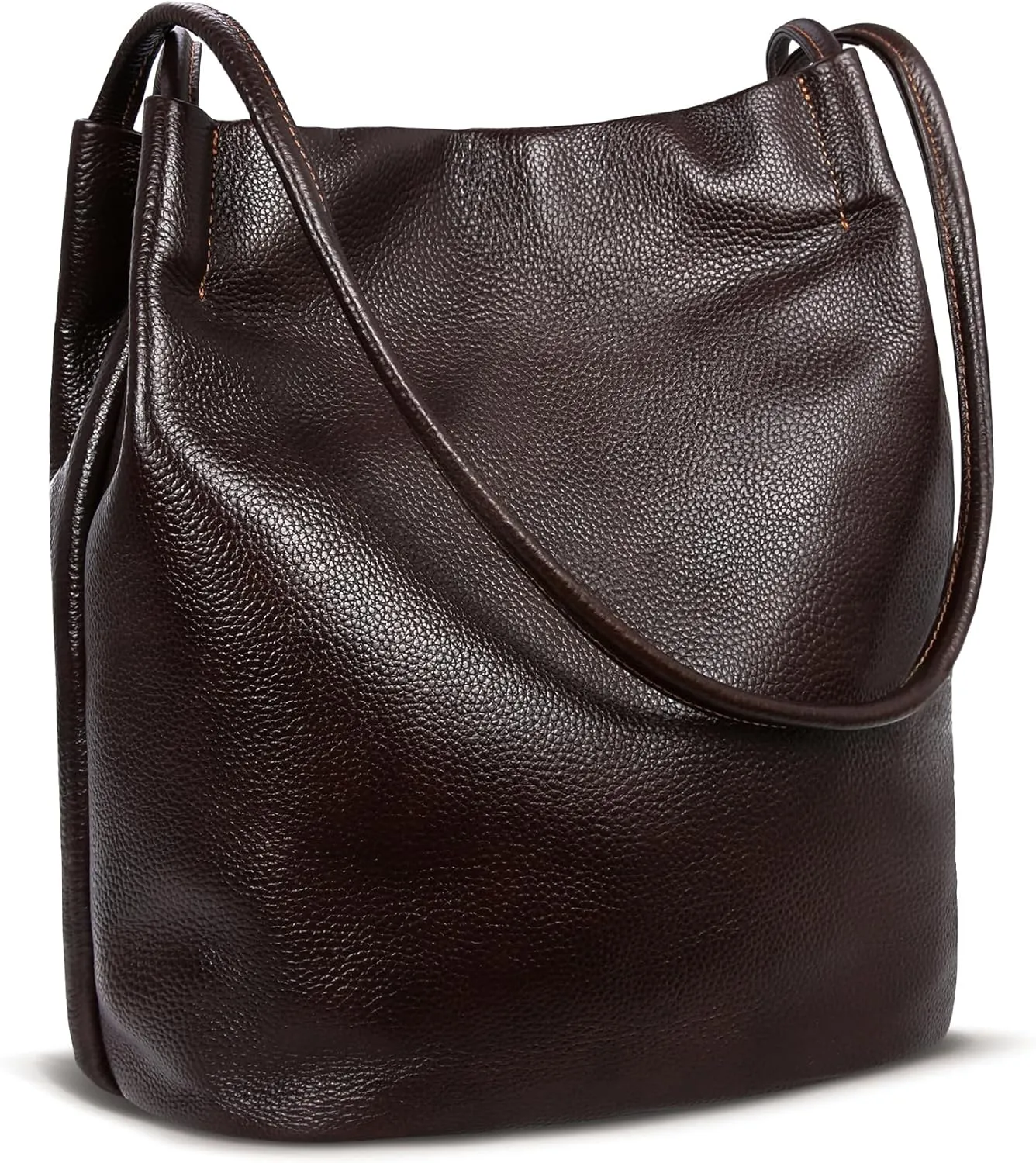 Iswee Genuine Leather Tote Bucket Bags Hobo Shoulder Bags Purse and Handbags for Women Trendy