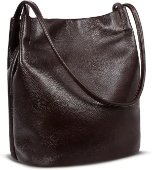 Iswee Genuine Leather Tote Bucket Bags Hobo Shoulder Bags Purse and Handbags for Women Trendy