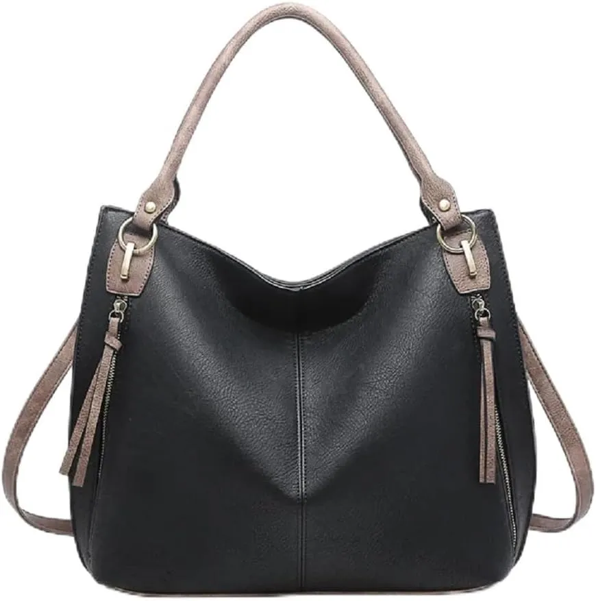 JEN & CO. Connar Distressed Large Leather Tote Bag for Women - Vegan Leather Purse Tote Bag, Adjustable Shoulder Strap
