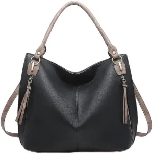 JEN & CO. Connar Distressed Large Leather Tote Bag for Women - Vegan Leather Purse Tote Bag, Adjustable Shoulder Strap