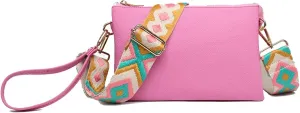JEN & CO. Izzy Vegan Leather Crossbody Bags Clutch Purses Wristlet Wallet Shoulder Handbag with Guitar Strap for Women