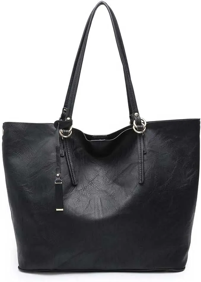 JEN & CO. Vegan Leather Tote Bag for Women - Over the Shoulder Bag Iris Tote w/Snap Closure and Inner Crossbody Bag (M1614)