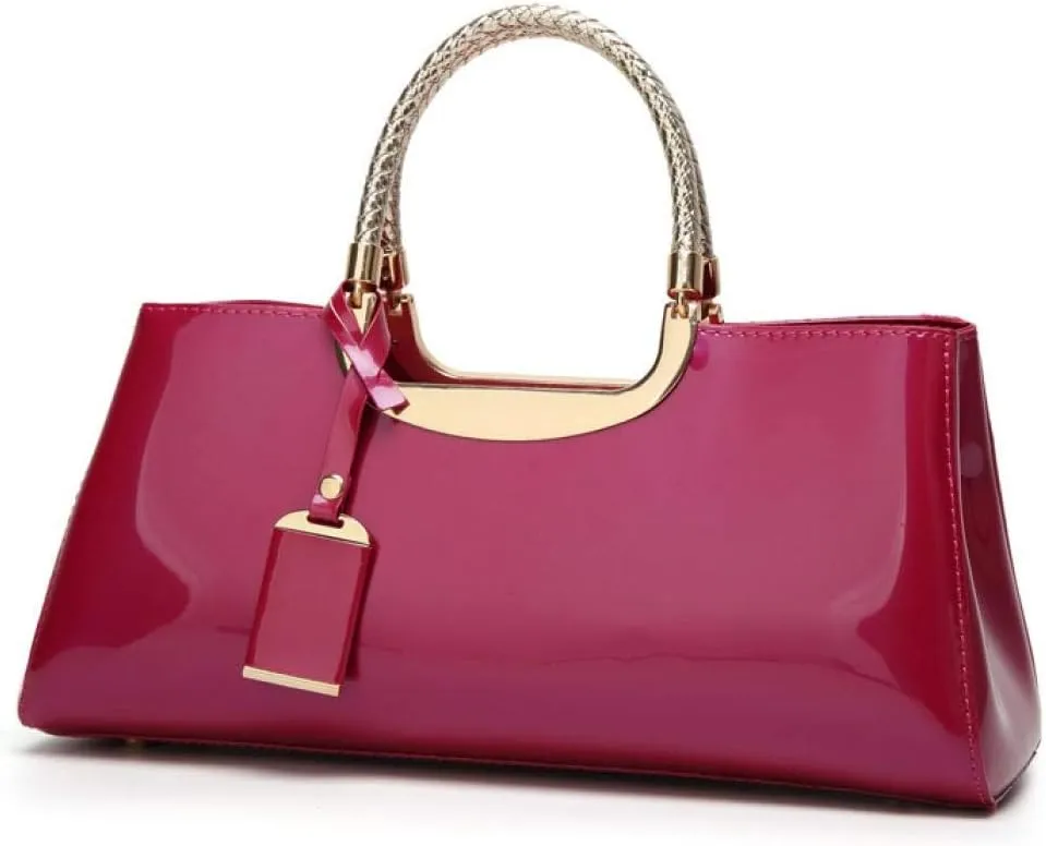 jessie Patent Leather Structured Shoulder Handbag Women Evening Party Satchel Crossbody Top Handle Bags