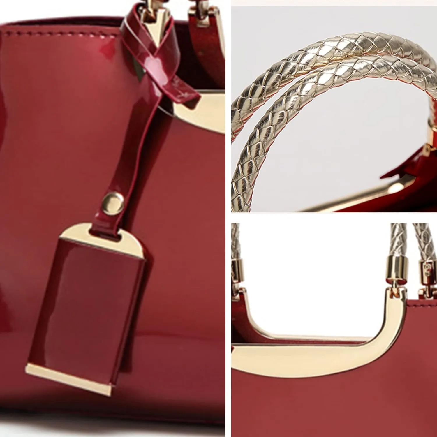 jessie Patent Leather Structured Shoulder Handbag Women Evening Party Satchel Crossbody Top Handle Bags