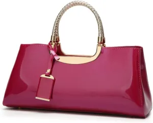 jessie Patent Leather Structured Shoulder Handbag Women Evening Party Satchel Crossbody Top Handle Bags