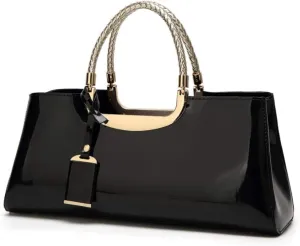 jessie Patent Leather Structured Shoulder Handbag Women Evening Party Satchel Crossbody Top Handle Bags