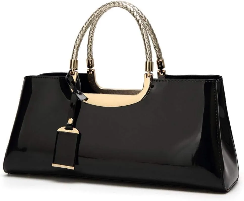 jessie Patent Leather Structured Shoulder Handbag Women Evening Party Satchel Crossbody Top Handle Bags
