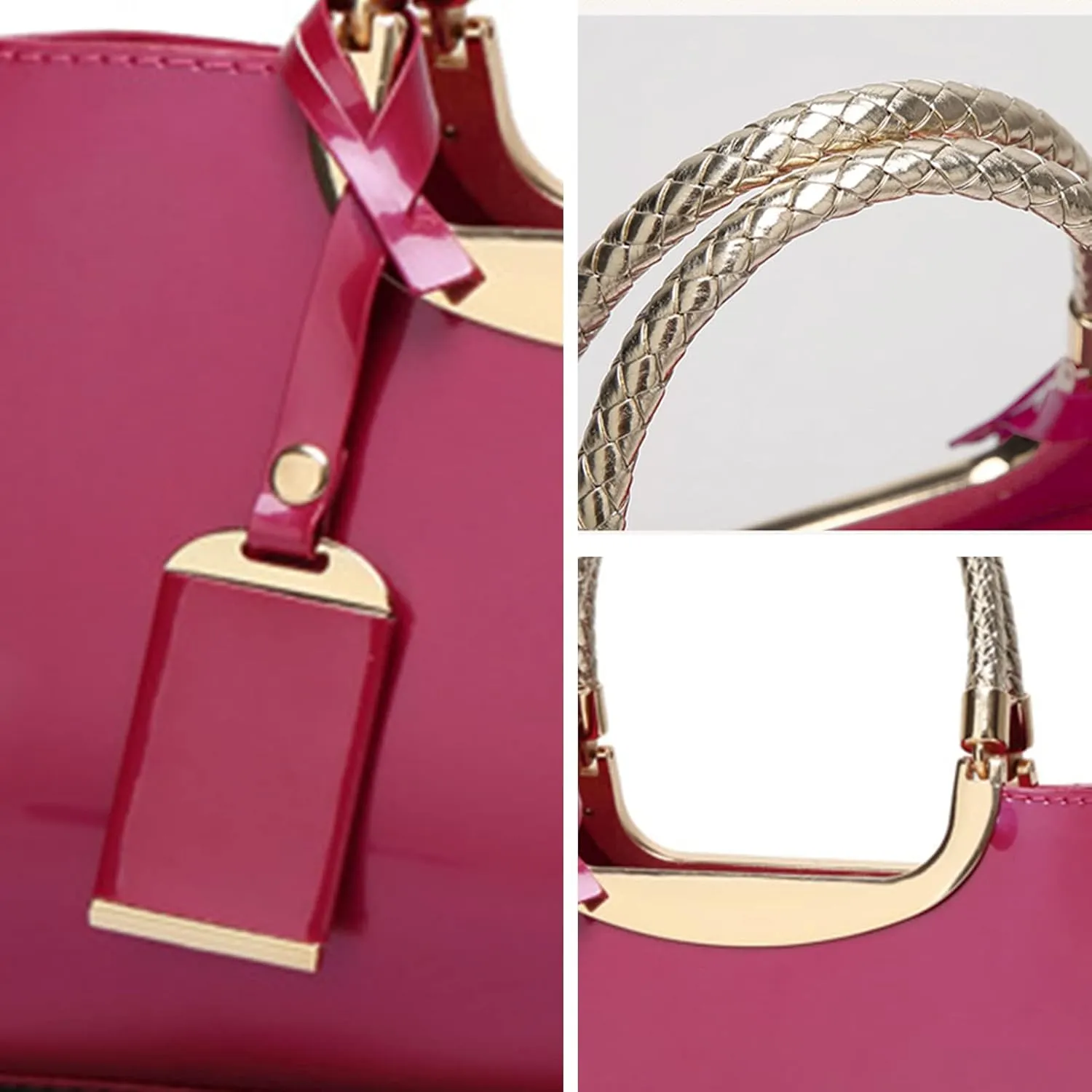 jessie Patent Leather Structured Shoulder Handbag Women Evening Party Satchel Crossbody Top Handle Bags