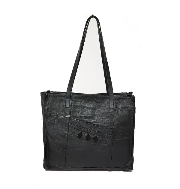 Jet Black Leather Office Tote