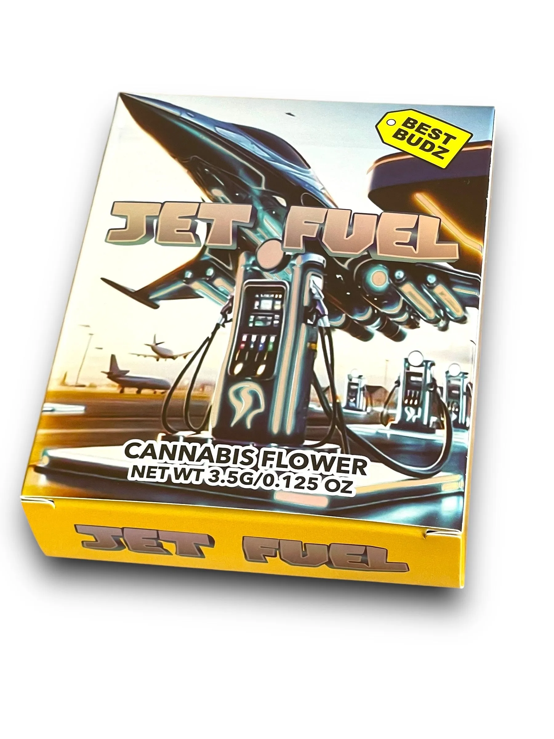Jet Fuel (Best Budz) Mylar Bag with Box 3.5 Grams | Xotic Packs