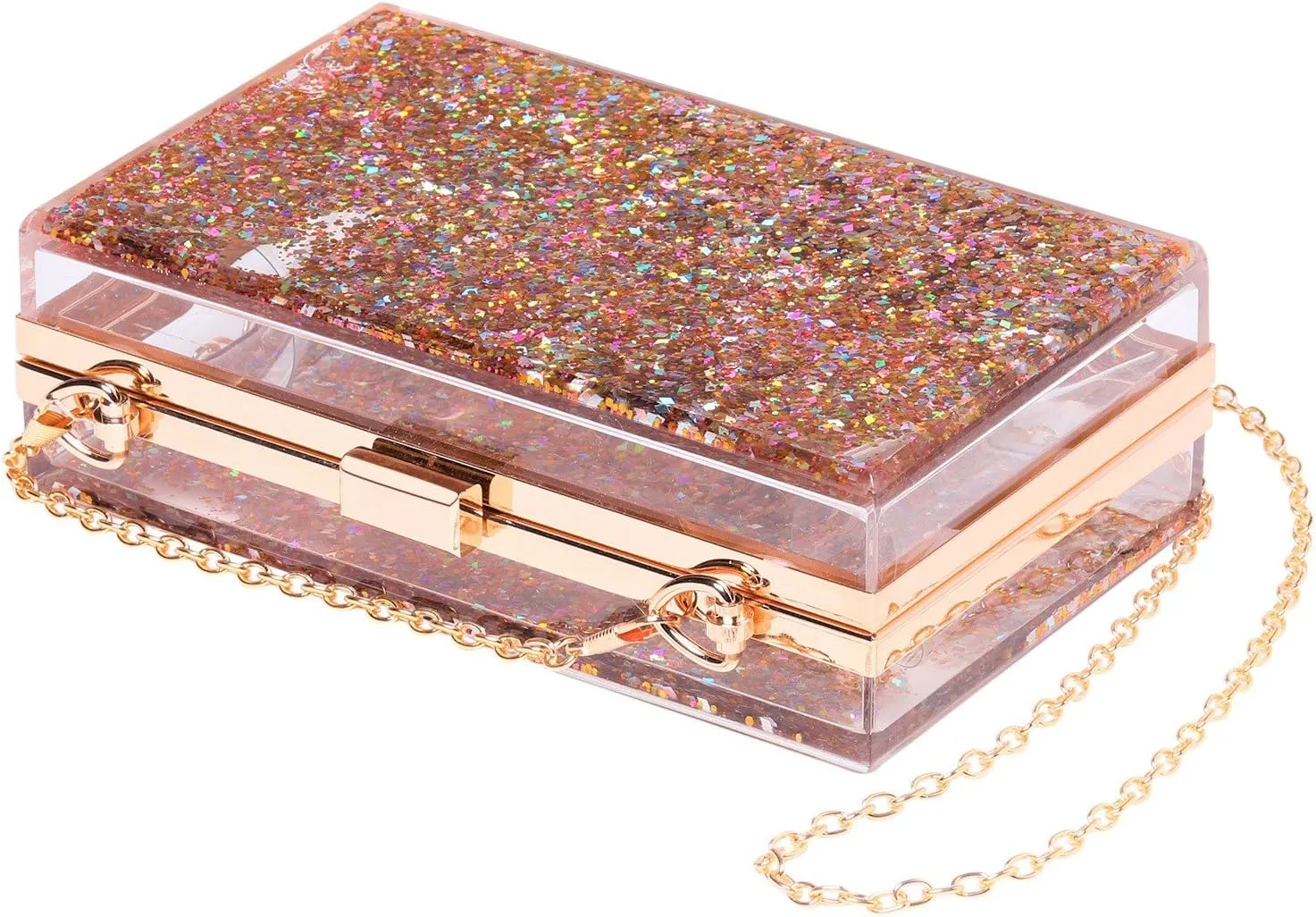 JeVenis Magical Transparent Sequins Clutch Purse Evening Handbag For Party Prom Bride