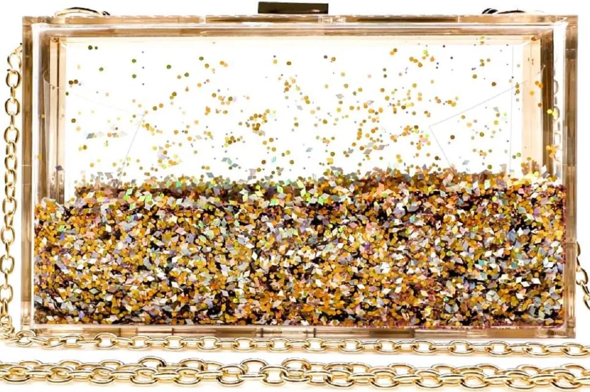 JeVenis Magical Transparent Sequins Clutch Purse Evening Handbag For Party Prom Bride