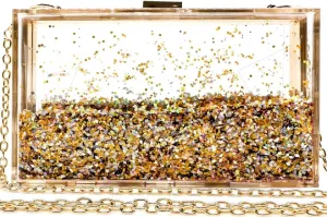 JeVenis Magical Transparent Sequins Clutch Purse Evening Handbag For Party Prom Bride