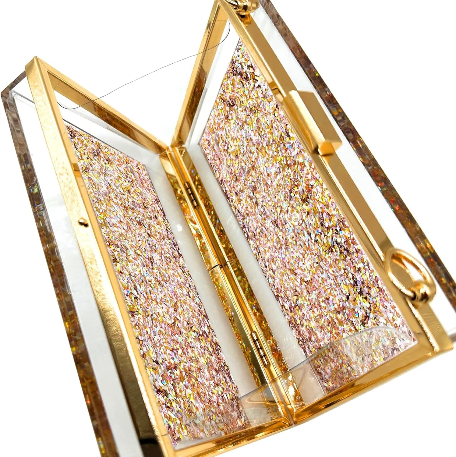 JeVenis Magical Transparent Sequins Clutch Purse Evening Handbag For Party Prom Bride