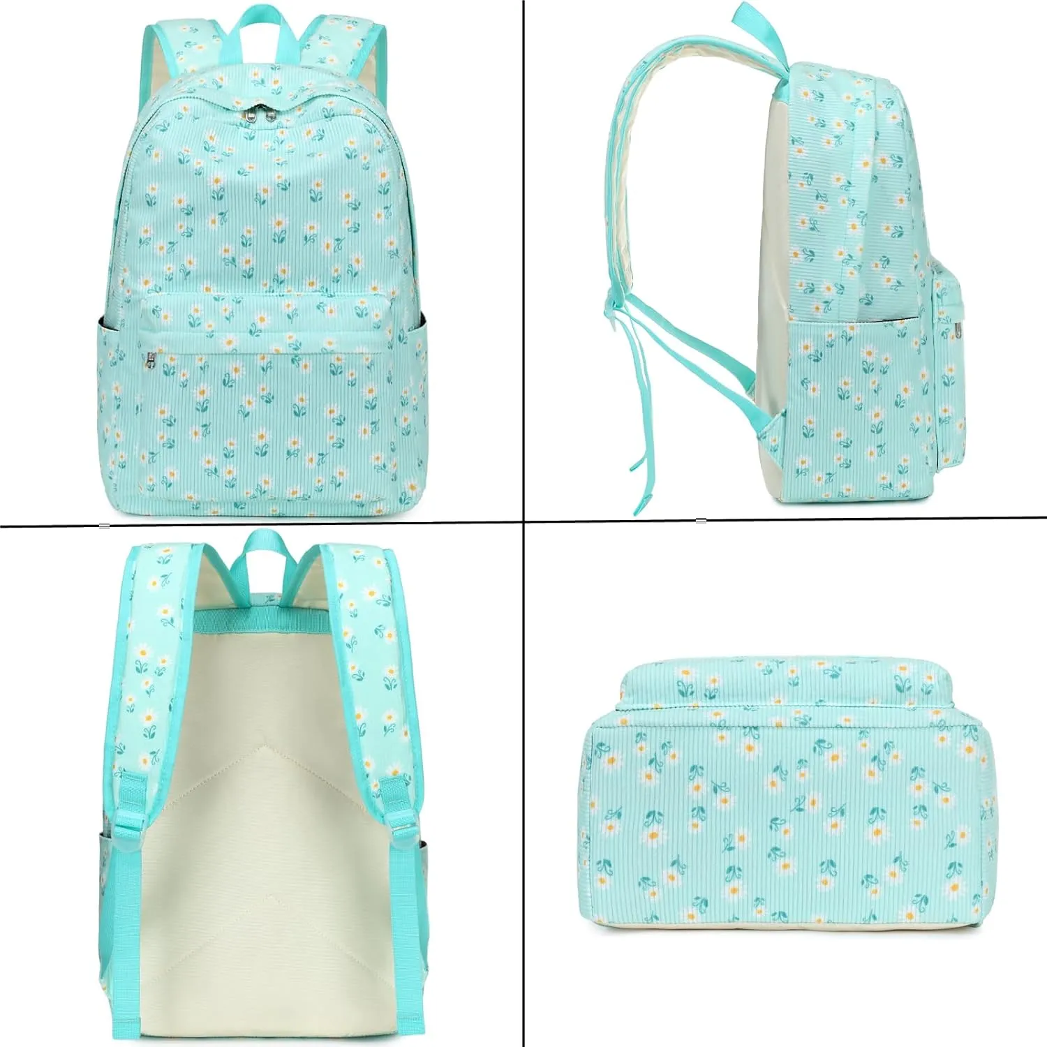 JIANYA Daisy Backpack for Girls - Lightweight Kids School Book Bag with Lunch Box