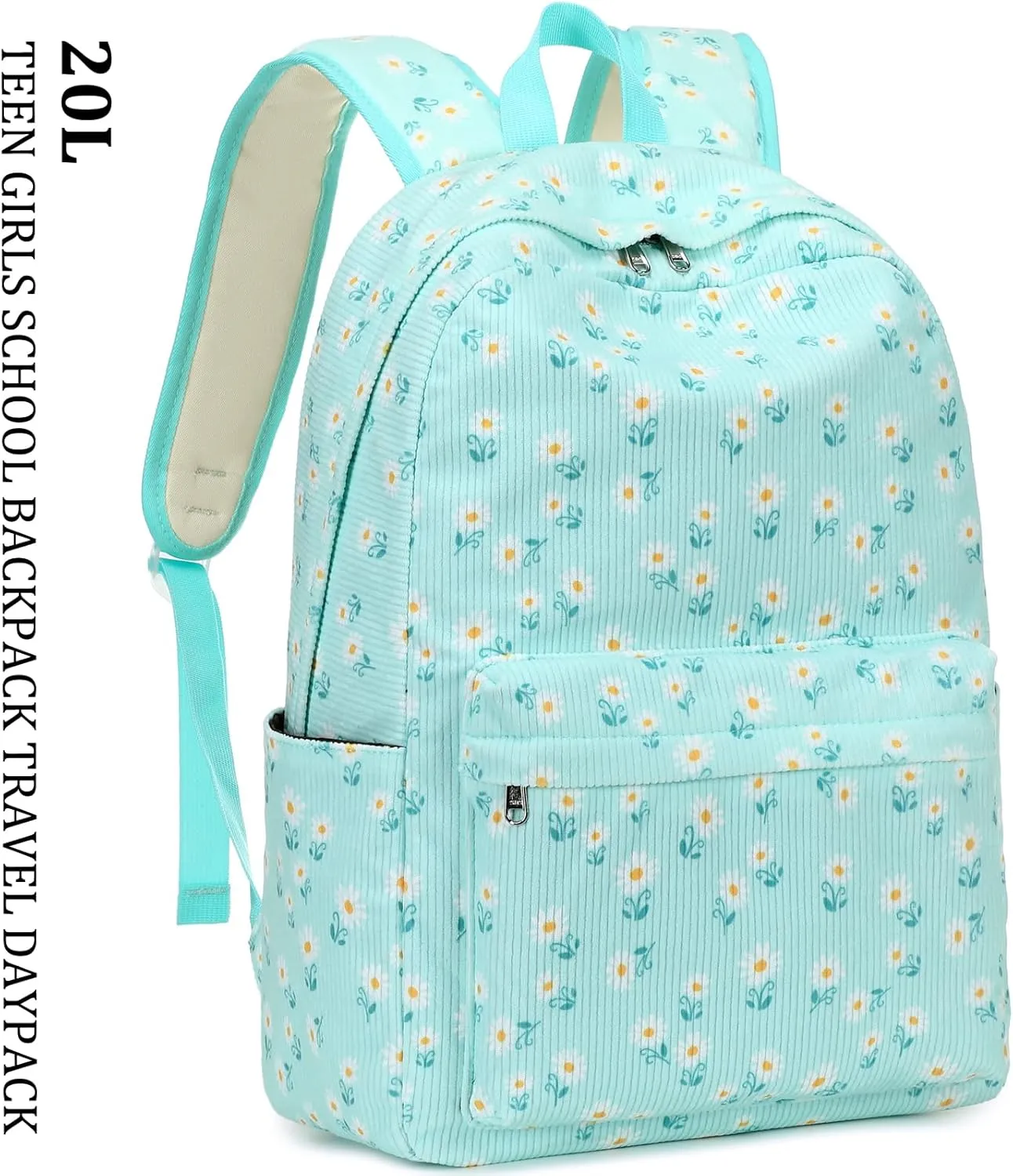 JIANYA Daisy Backpack for Girls - Lightweight Kids School Book Bag with Lunch Box