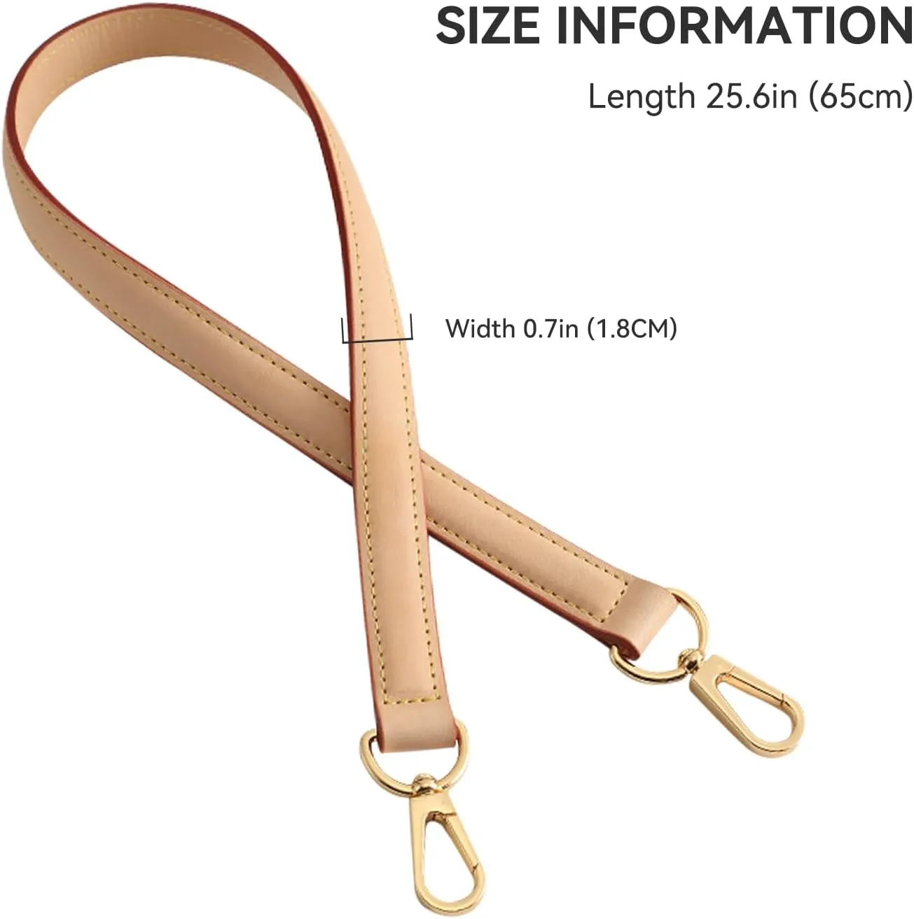 jiesinlov Vachetta Leather Replacement Straps Purse Shoulder Strap for Gracefull Bags (W0.7in,L25.6in-Apricot)