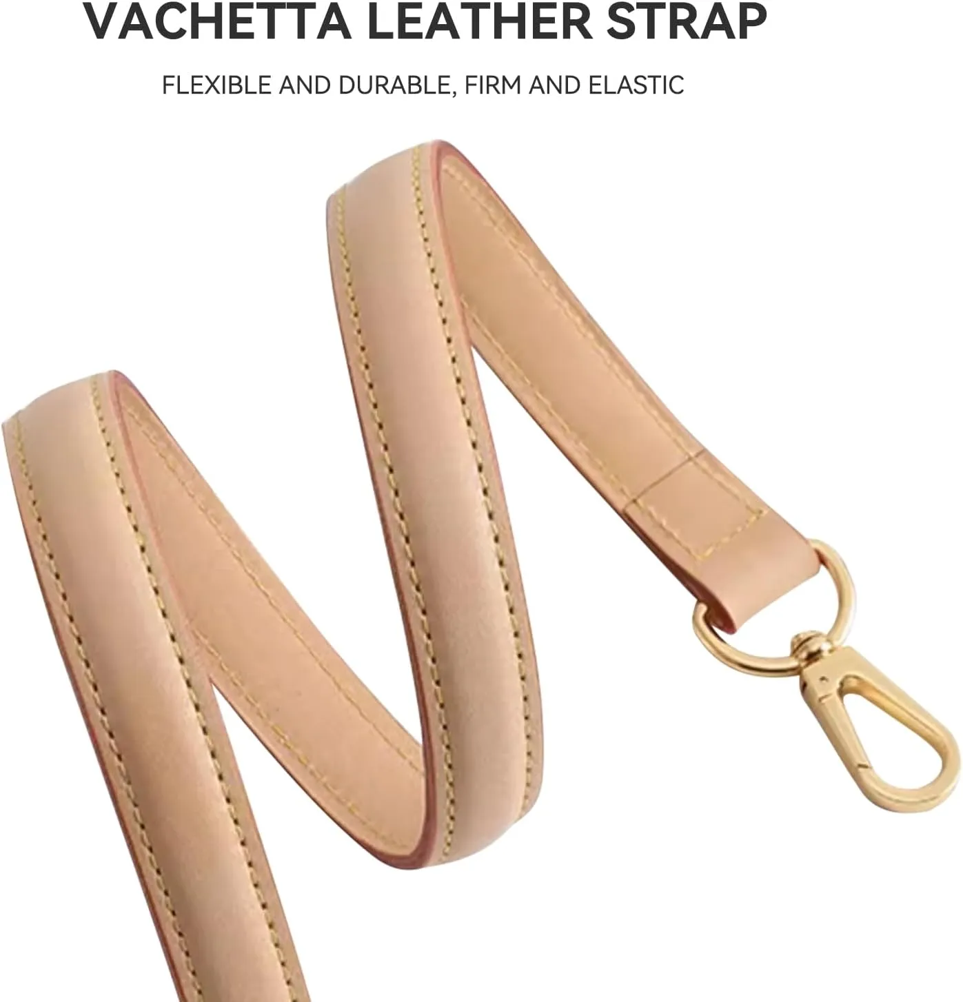 jiesinlov Vachetta Leather Replacement Straps Purse Shoulder Strap for Gracefull Bags (W0.7in,L25.6in-Apricot)