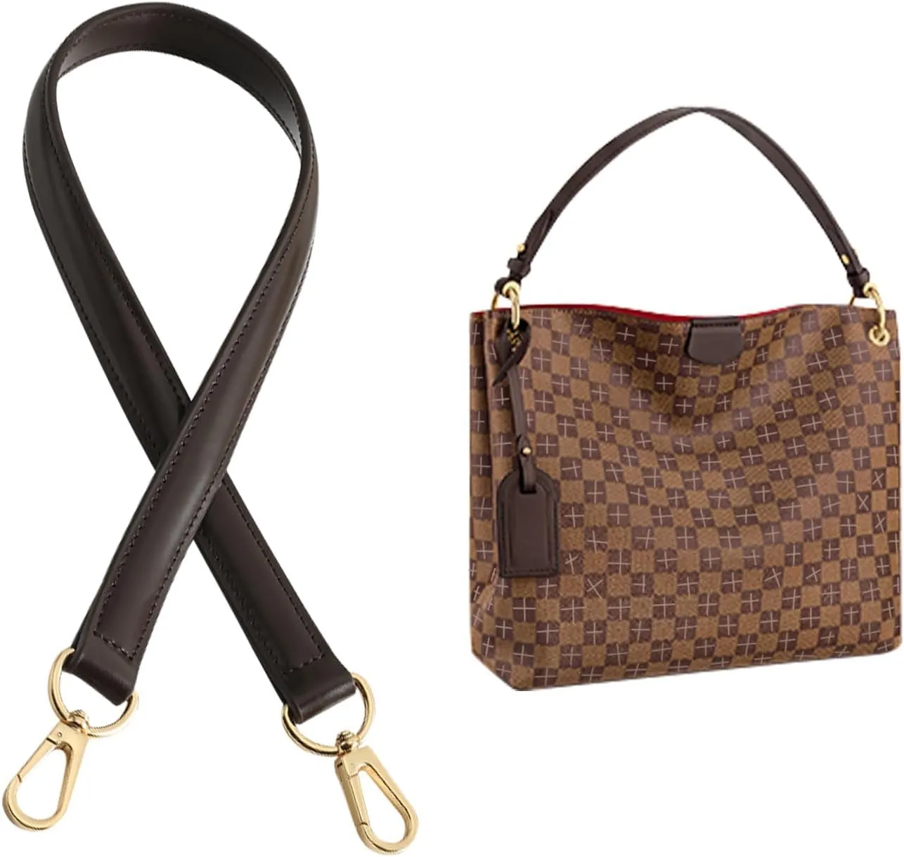 Jiesinlov Vachetta Leather Replacement Straps Purse Shoulder Strap for Gracefull Bags (W0.7in,L25.6in-Coffee)