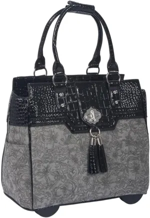 JKM and Company Alligator Compatible With Computer iPad, Laptop Tablet Rolling Tote Bag Briefcase Carryall Bag