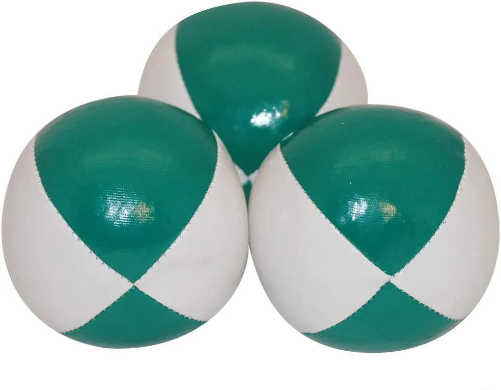 Juggling Balls Professional Style Set of 3 - How to Juggle Kit with Bean Bags for Juggling for Beginners with Vibrant Colors, Great Feel, Ultra Durable (White/Green)