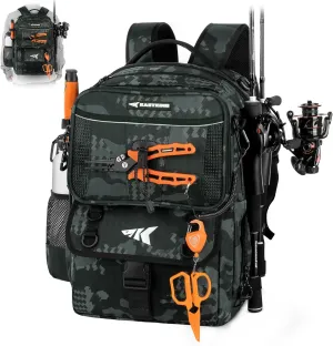 KastKing BaitSpace 50L Fishing Tackle Backpack with Removable Bait Binder & 4 Tackle Boxes, Rod Holders Storage Fishing Gear