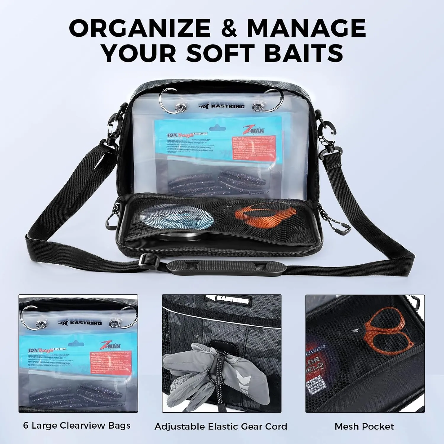 KastKing BaitSpace 50L Fishing Tackle Backpack with Removable Bait Binder & 4 Tackle Boxes, Rod Holders Storage Fishing Gear