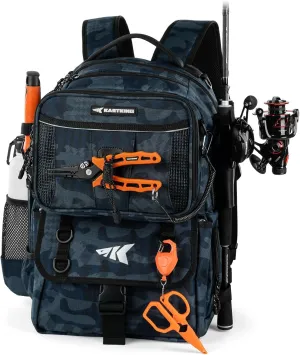 KastKing BaitSpace 50L Fishing Tackle Backpack with Removable Bait Binder & 4 Tackle Boxes, Rod Holders Storage Fishing Gear