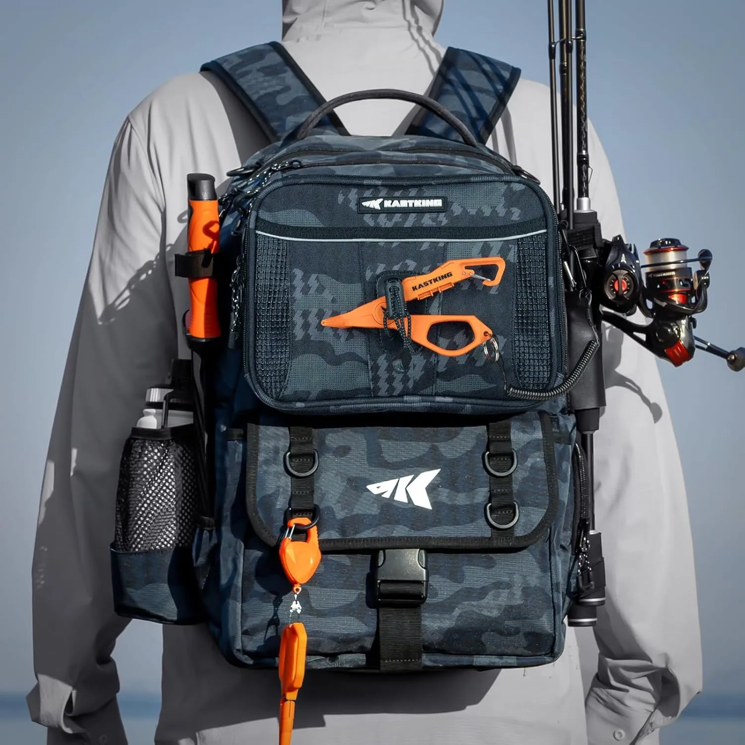 KastKing BaitSpace 50L Fishing Tackle Backpack with Removable Bait Binder & 4 Tackle Boxes, Rod Holders Storage Fishing Gear