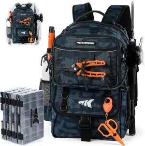 KastKing BaitSpace 50L Fishing Tackle Backpack with Removable Bait Binder & 4 Tackle Boxes, Rod Holders Storage Fishing Gear