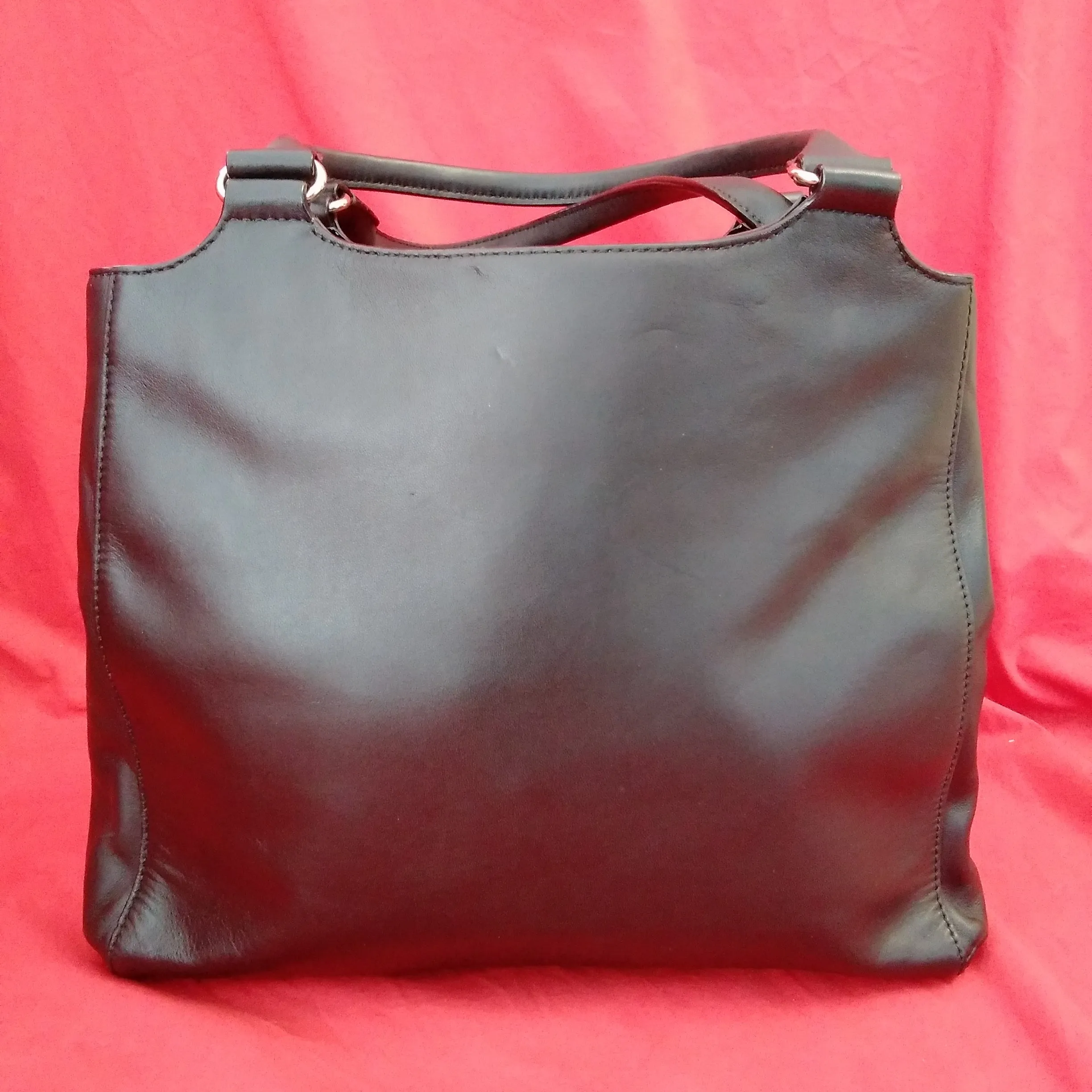 Kate Spade - Black Leather "HAMPTON ROAD" Melody Turn Lock Satchel Tote