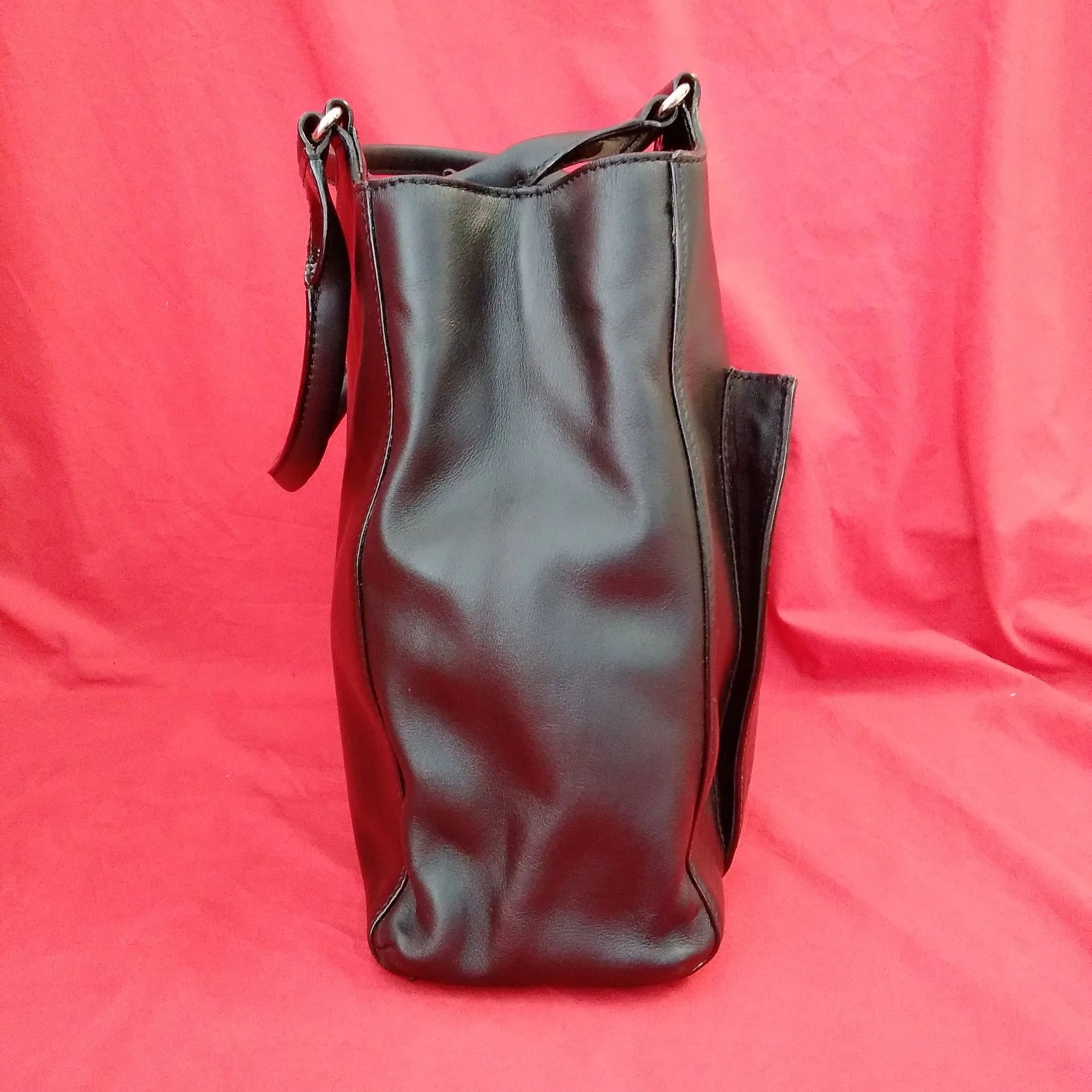 Kate Spade - Black Leather "HAMPTON ROAD" Melody Turn Lock Satchel Tote