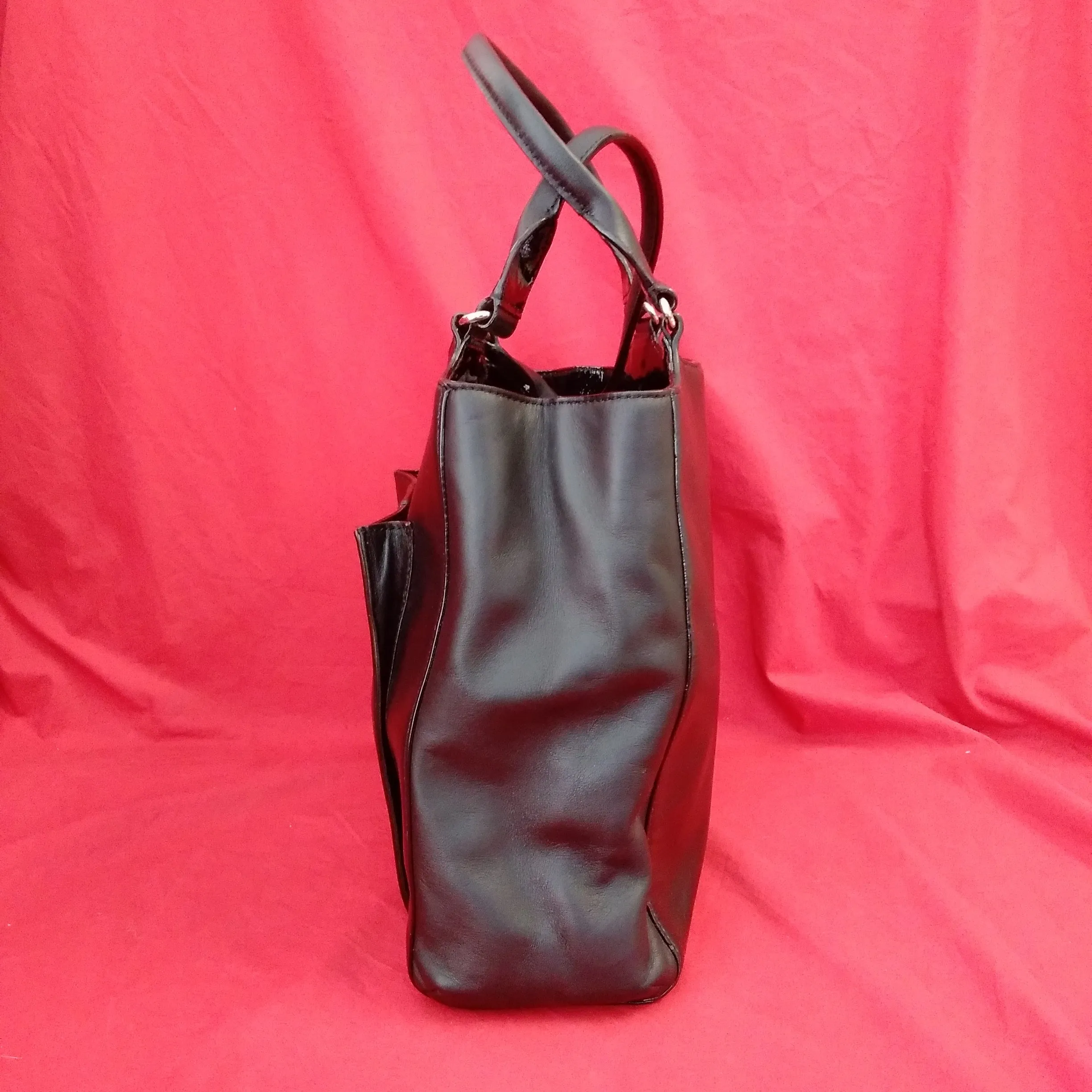 Kate Spade - Black Leather "HAMPTON ROAD" Melody Turn Lock Satchel Tote