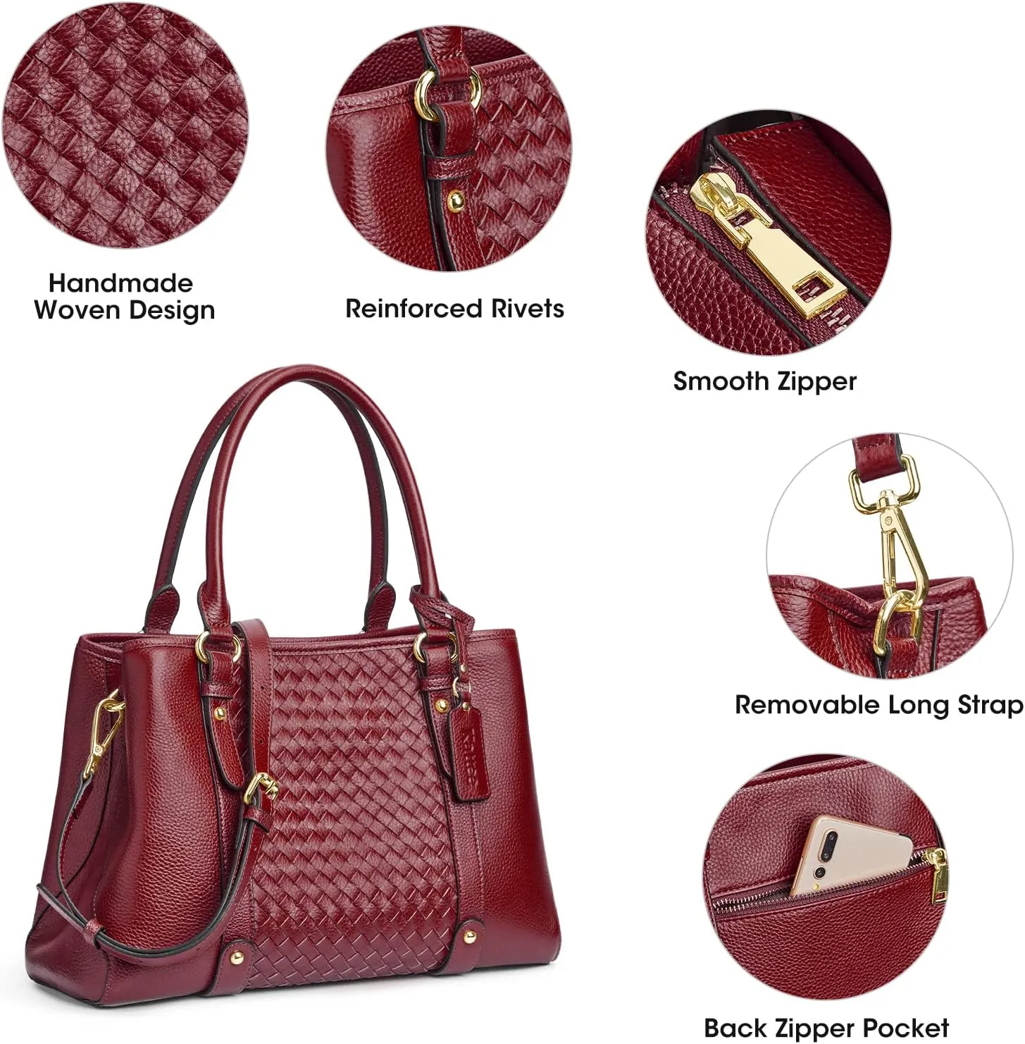 Kattee Women Soft Genuine Leather Satchel Bags Top Handle Crossbody Purses and Handbags Totes Shoulder Hobo