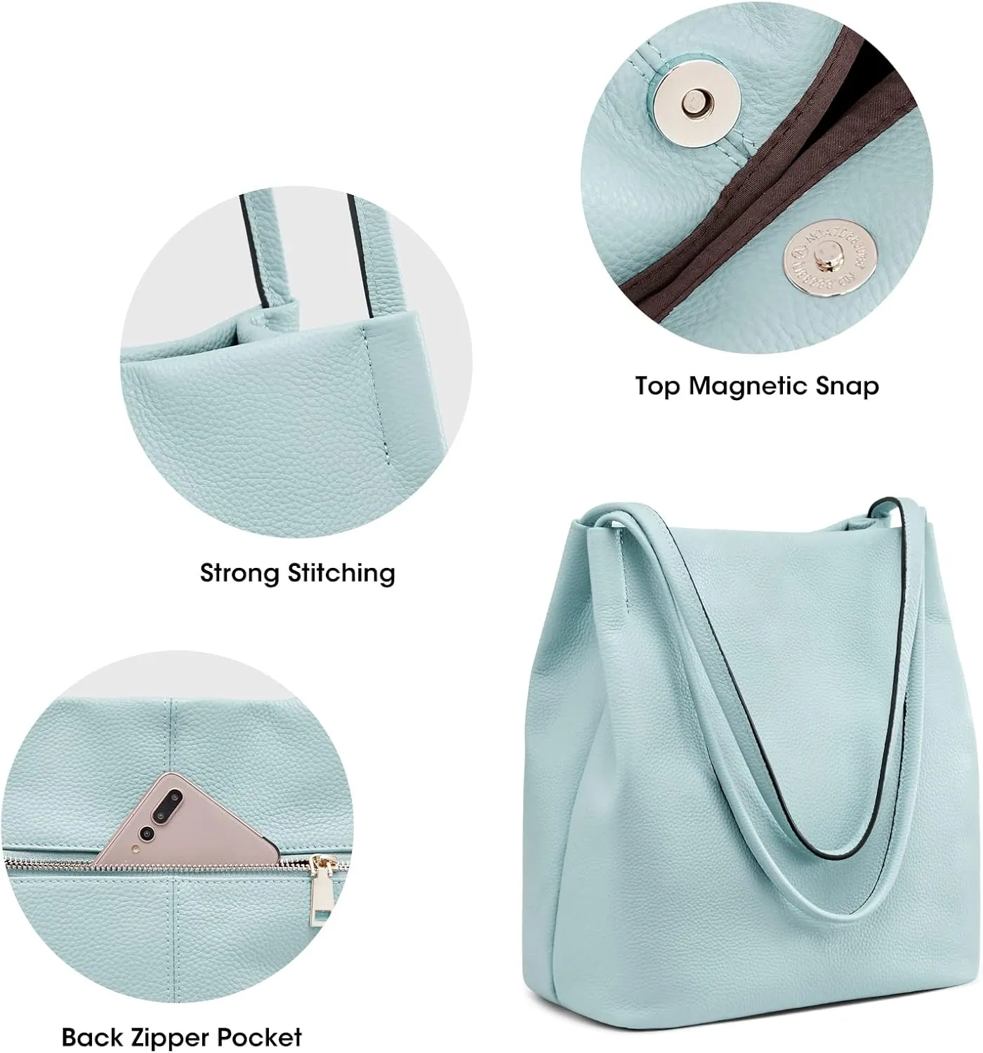 Kattee Women Soft Genuine Leather Totes Shoulder Bag Purses and Handbags with Top Magnetic Snap Closure