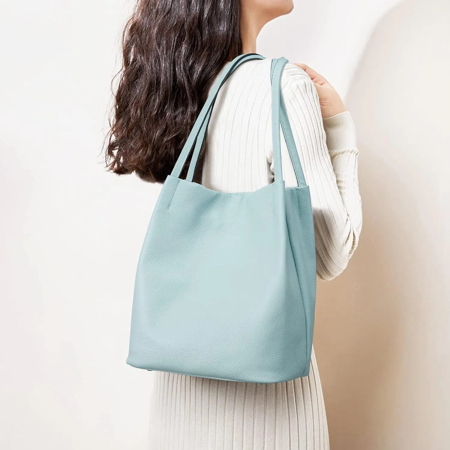Kattee Women Soft Genuine Leather Totes Shoulder Bag Purses and Handbags with Top Magnetic Snap Closure