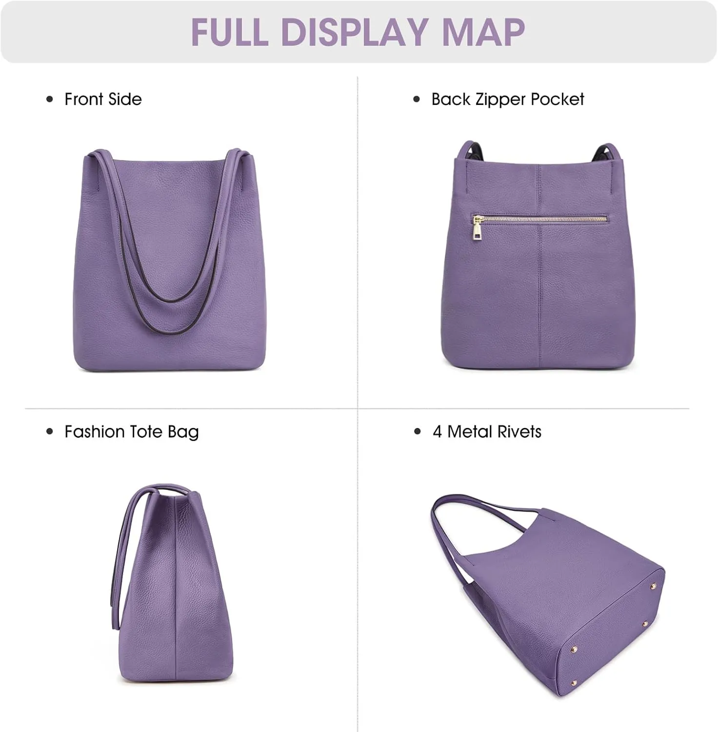 Kattee Women Soft Genuine Leather Totes Shoulder Bag Purses and Handbags with Top Magnetic Snap Closure