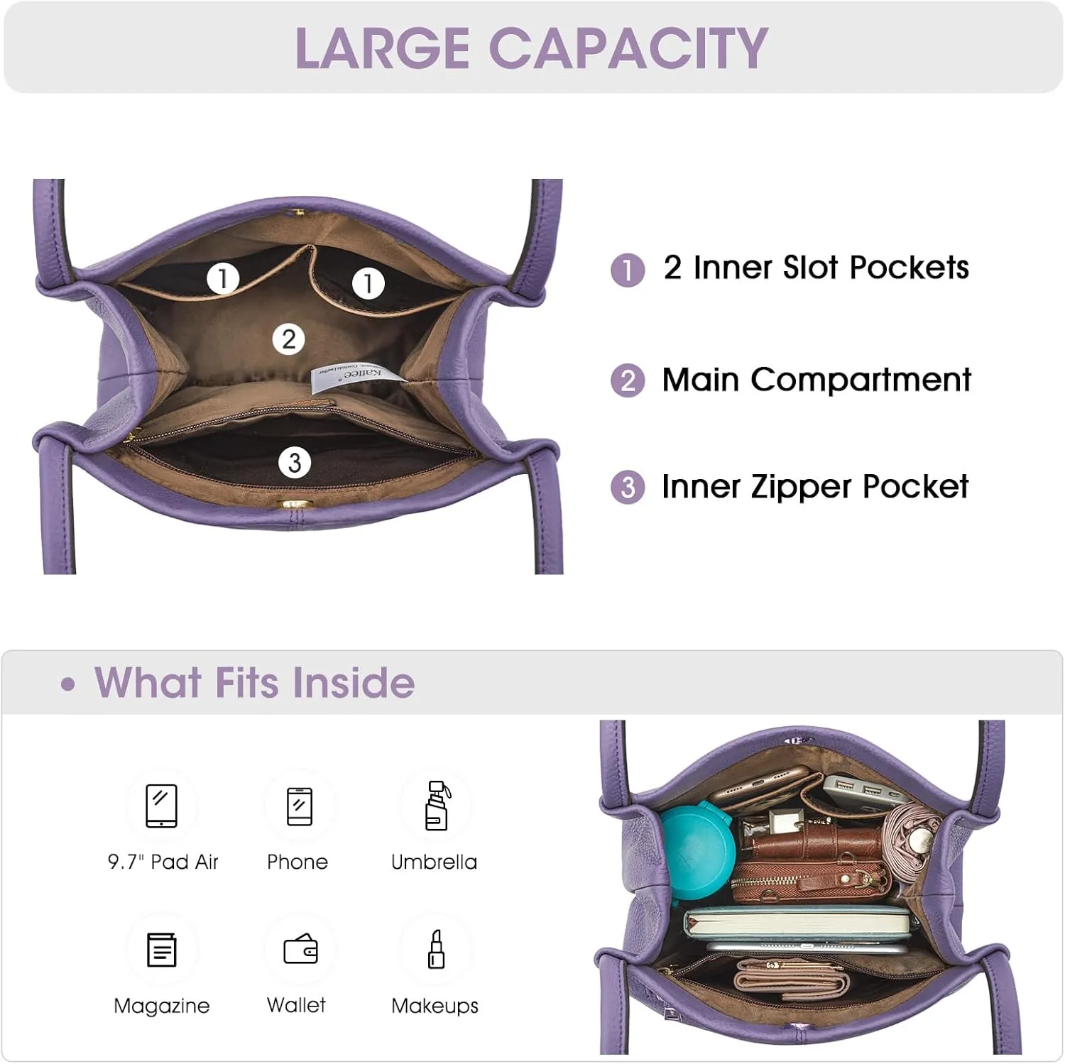Kattee Women Soft Genuine Leather Totes Shoulder Bag Purses and Handbags with Top Magnetic Snap Closure