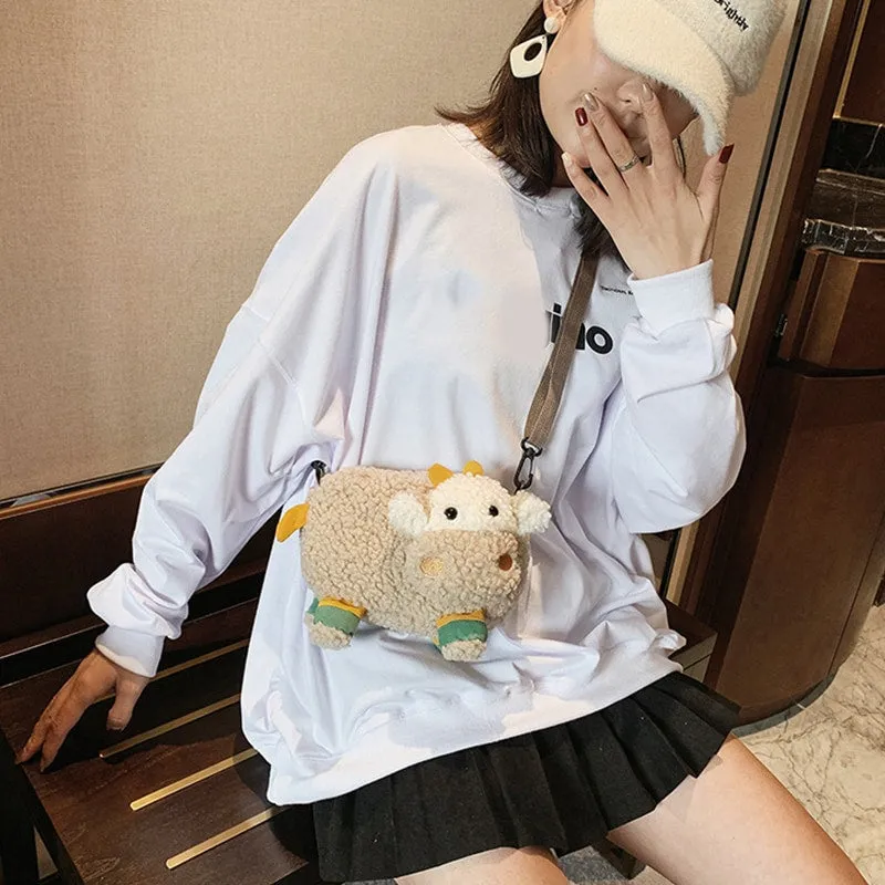 Kawaii Cartoon Cow Shoulder Messenger Bag