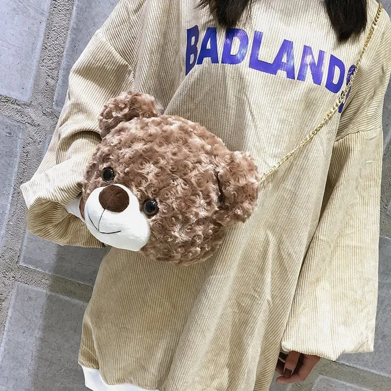 Kawaii Cute Plush Bear Crossbody Bag