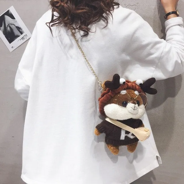 Kawaii Glasses Bear Messenger Bags