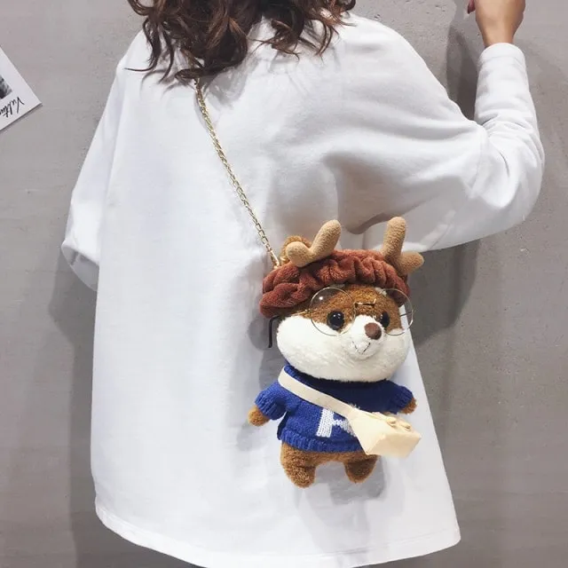 Kawaii Glasses Bear Messenger Bags