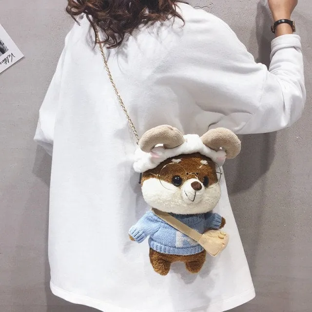 Kawaii Glasses Bear Messenger Bags