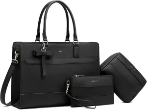 Keyli 3pc Sets Laptop Bag Work Bags for Women,15.6 Inch Leather Tote Bag Professional Computer Briefcase Office Shoulder Bag