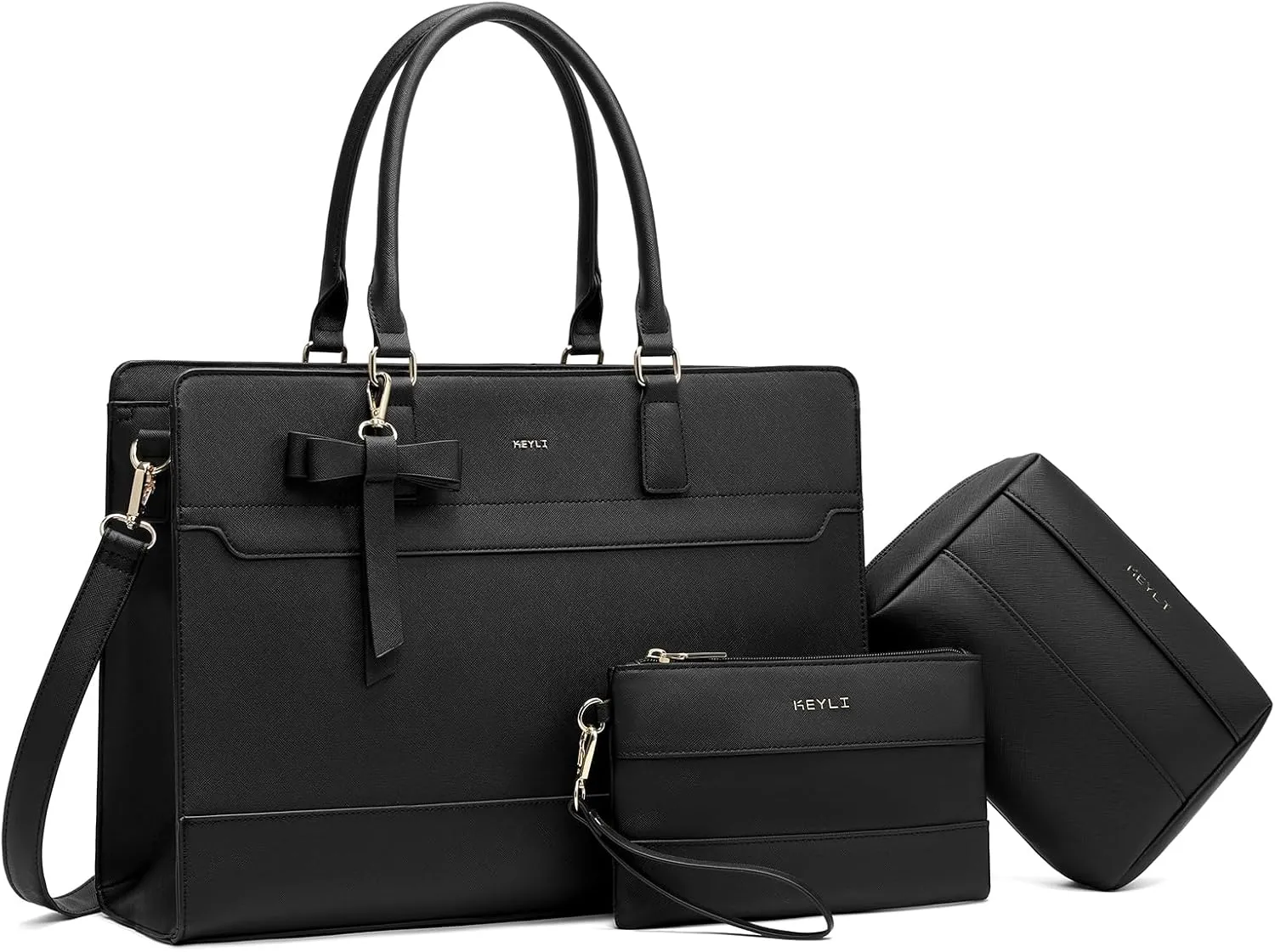 Keyli 3pc Sets Laptop Bag Work Bags for Women,15.6 Inch Leather Tote Bag Professional Computer Briefcase Office Shoulder Bag