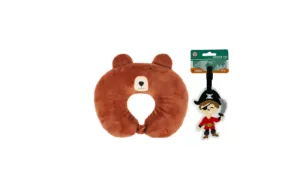 Kids Cat Travel Neck Pillow and Luggage Tag  - Brown Bear